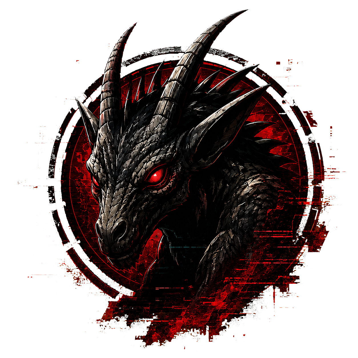 Mascote ChupaCabra cercado por um anel tecnológico vermelho.